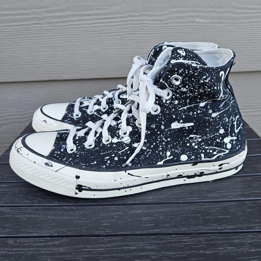 Converse Chuck 70 High Archive Paint Splatter x Black White 8.5 -10.5 Hi A01171C - Picture 5 of 16